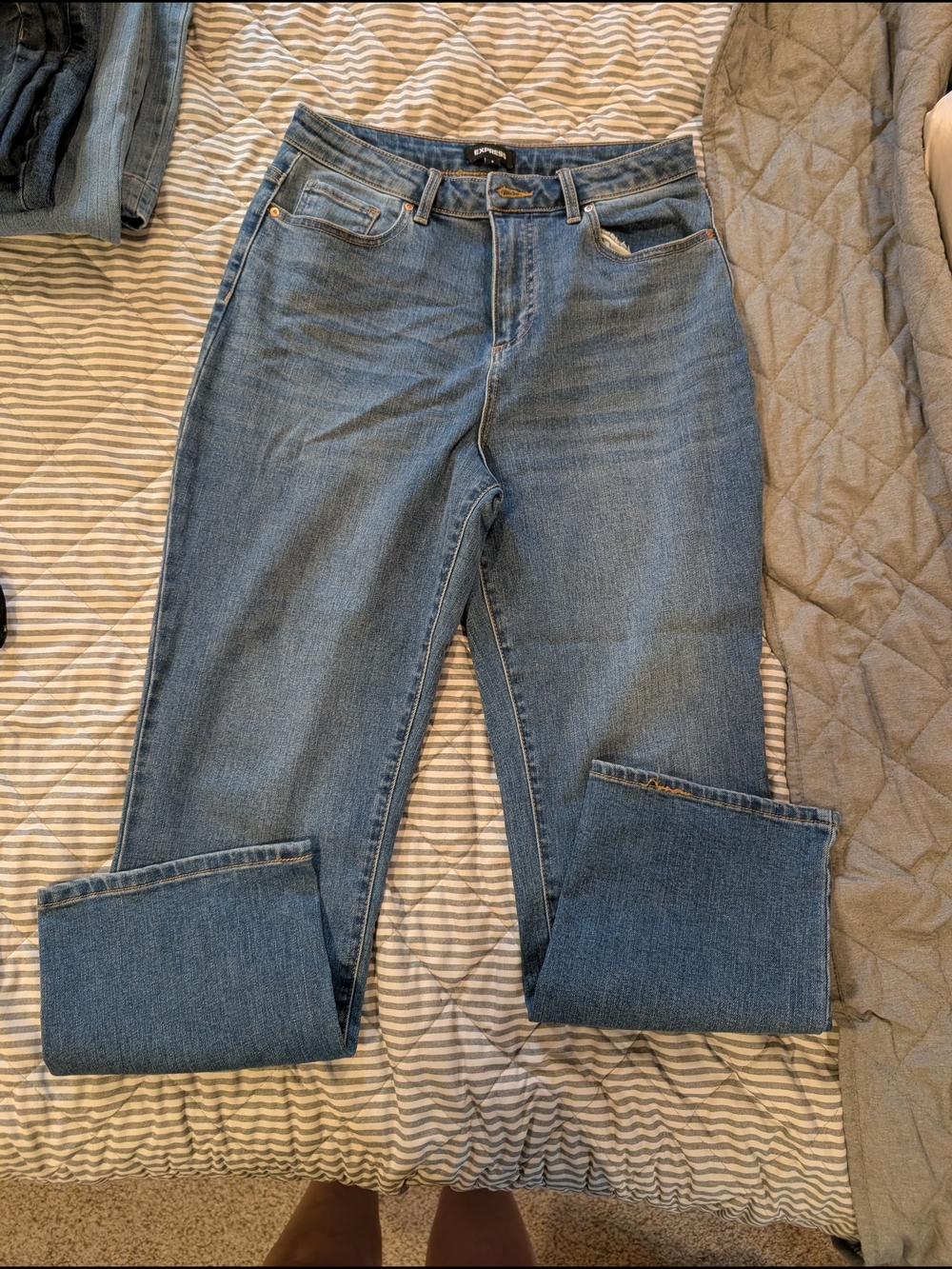 Express Light Blue Straight Leg Jeans